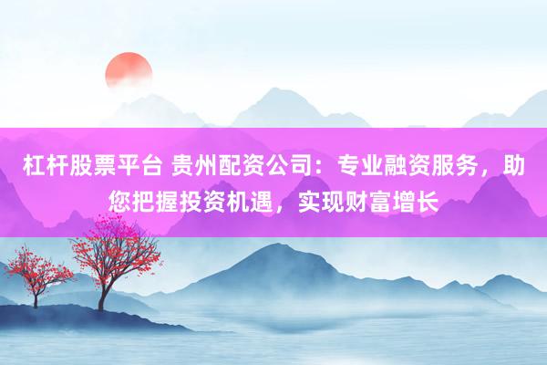 杠杆股票平台 贵州配资公司：专业融资服务，助您把握投资机遇，实现财富增长