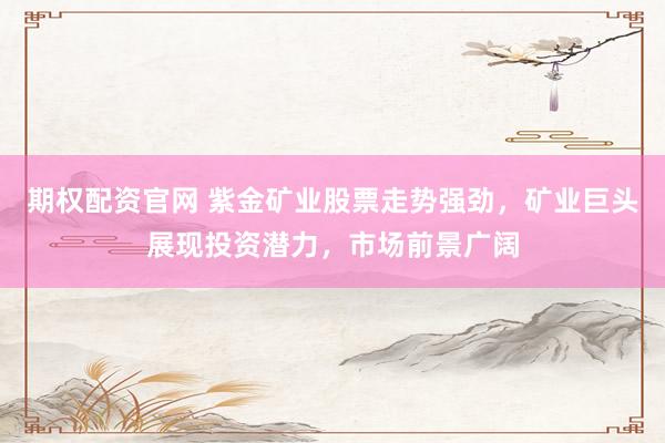 期权配资官网 紫金矿业股票走势强劲，矿业巨头展现投资潜力，市场前景广阔