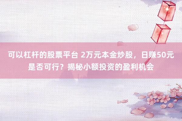 可以杠杆的股票平台 2万元本金炒股，日赚50元是否可行？揭秘小额投资的盈利机会