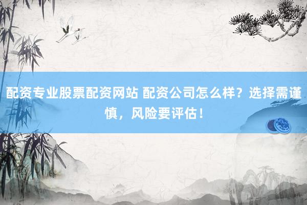 配资专业股票配资网站 配资公司怎么样？选择需谨慎，风险要评估！