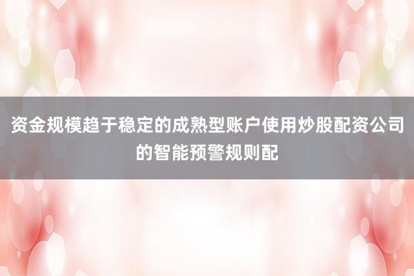 资金规模趋于稳定的成熟型账户使用炒股配资公司的智能预警规则配