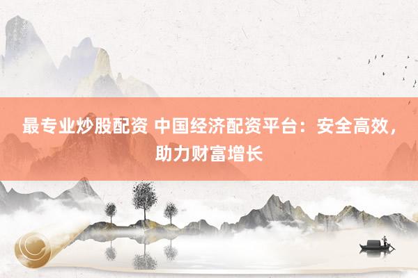 最专业炒股配资 中国经济配资平台：安全高效，助力财富增长