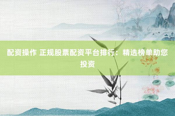 配资操作 正规股票配资平台排行:精选榜单助您投资
